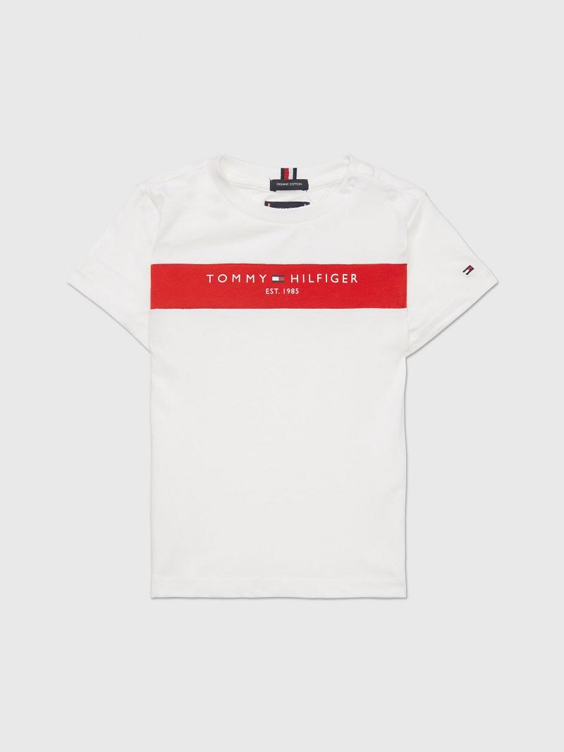 Lány Tommy Hilfiger Logo Stripe Póló Fehér | HU 1936XYU